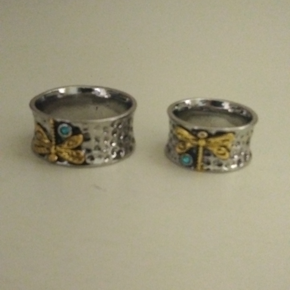 Sterling silver matching dragon fly rings